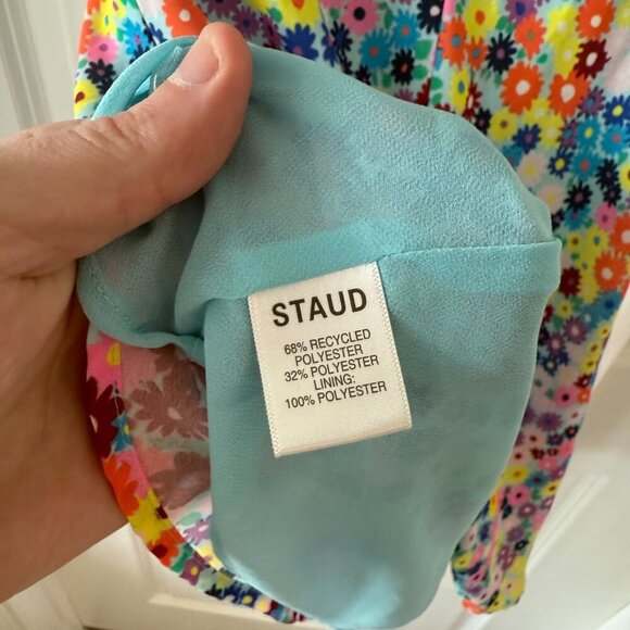 STAUD Milla Floral-print Crêpe De Chine Minidress In Rainbow Flower Market - Picture 3 of 4